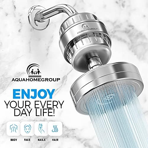 AquaHomeGroup Luxury Filtered Shower Head (Metal) 2 Cartridges Vitamin C+E+A + 5 Shower Caps - Reduses Chlorine & Sediments - Consistent Water Pressure - Massage and SPA Effery Shower Head - Image 4