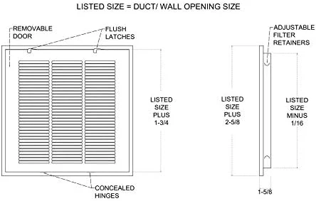 Fits 20x20 Duct Opening | Steel Return Air Filter Grille by Handua [Removable Door] for 1-inch Filters | Vent Cover Grill | White | HVAC Cold Air Intake Grille | Out Dim: 22 5/8"W X 22 5/8"H - Image 9