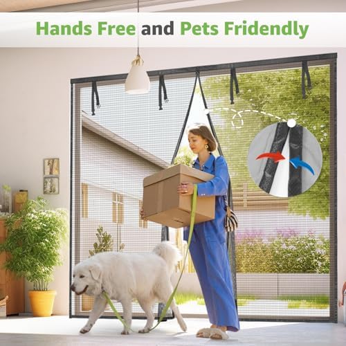 Garage Door Screen, 16x7 Ft Magnetic Closure Heavy Duty Weighted Bottom Garage Screen Doors for 2 Car Garage, Fiberglass Mesh Anti Annoying Animal Out - Image 5