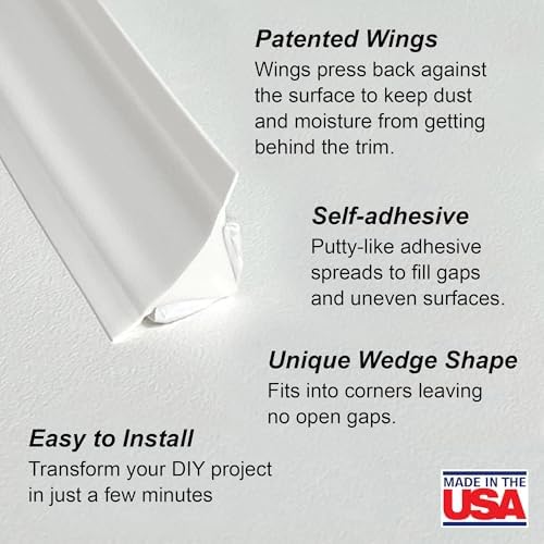 InstaTrim White New & Improved Caulk Trim, 3/4" by 10 ft, Flexible, Waterproof for Bathroom, Floors, and Walls | Easy Installation | No Mess, Stain Resistant, Made in The USA - Image 2