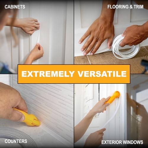 InstaTrim White New & Improved Caulk Trim, 3/4" by 10 ft, Flexible, Waterproof for Bathroom, Floors, and Walls | Easy Installation | No Mess, Stain Resistant, Made in The USA - Image 5