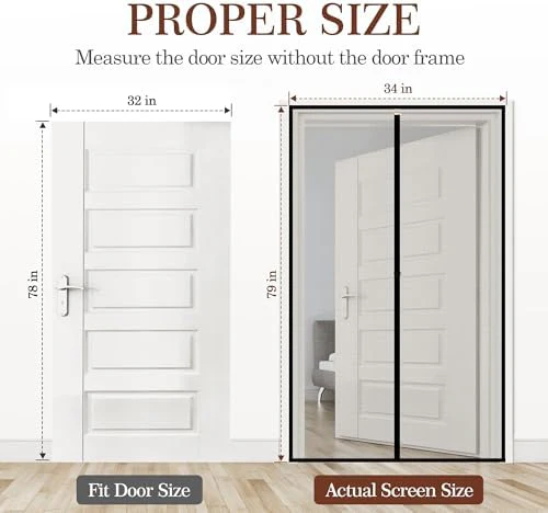 Yotache Removable Magnetic Screen Door Fits Door Size 32 x 78, Screen Size 34" x 79" Reinforced Fiberglass Mesh for Back Door - Image 2