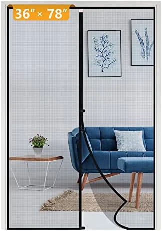 Yotache Magnetic Screen Door Fits Door Size 36 x 78, Screen Size 38" x 79" Reinforced Fiberglass Net Curtain with Magnets