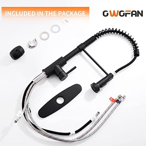 OWOFAN Black Kitchen Faucet with Pull Down Sprayer Stainless Steel Single Handle Pull Out Spring Sink Faucets 1 Hole Or 3 Hole Dual Function for Farmhouse Camper Laundry Utility Rv Wet Bar - Image 9
