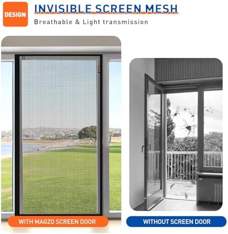 MAGZO Magnetic Screen Door Fits Door Size 32 x 80 Inches, Actual Screen Size 34" x 81" Heavy Duty Side Opening Screen Curtain Air Circulation Broader View-Black - Image 4