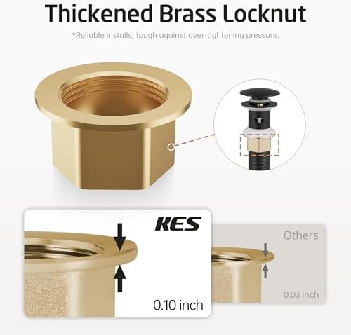 KES All Metal Bathroom Sink Drain with Strainer Basket Hair Catcher Anti Clog Pop Up Drain Stopper for Lavatory Vanity Vessel Sink with Overflow, Rustproof 18/8 Stainless Steel Matte Black S2013A-BK - Image 8