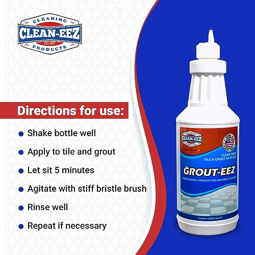 Clean-eez Heavy-Duty Grout Cleaner: Effortless Dirt & Grime Removal for Tile Floors in Bathrooms & Kitchens. Superior Cleaning Results with Bottle & Brush.Ideal for Colored Grout - Image 8