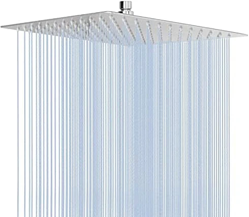 NearMoon Rain Shower Head, High Flow Stainless Steel Square Rainfall Shower, Waterfall Bath Shower Body Covering, Ceiling or Wall Mount (12 Inch, Chrome Finish)