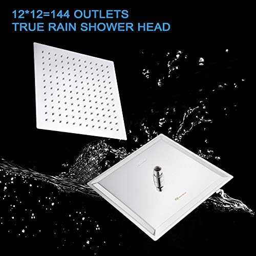 NearMoon Rain Shower Head, High Flow Stainless Steel Square Rainfall Shower, Waterfall Bath Shower Body Covering, Ceiling or Wall Mount (12 Inch, Chrome Finish) - Image 3