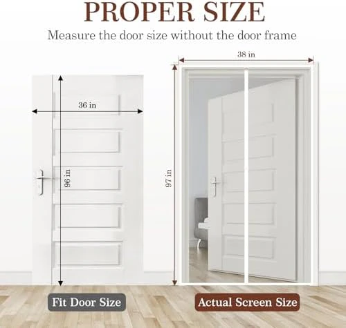 Yotache Screen Doors with Magnets Fit Doors 36 x 96, Screen Size 38" x 97" Heavy Duty Door Net Enjoy Fresh Air, White - Image 2