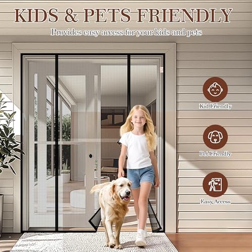 yotache Magnetic Screen Door for Sliding & French Doors 60"x80", Screen Size 62"x81", Double-Sided Opening Screen Reinforced Mesh with Strong Magnets for Large Front/Back Patio Doors - Image 7