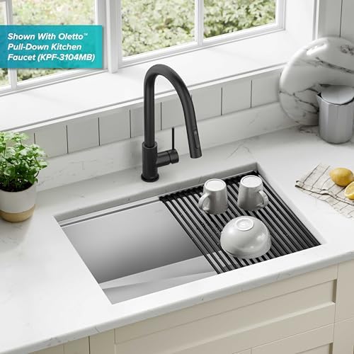 KRAUS Kore Workstation 27-inch Undermount 16 Gauge Stainless Steel Kitchen Sink, Single Bowl Kitchen Sink with Accessories, KWU110-27 - Image 2