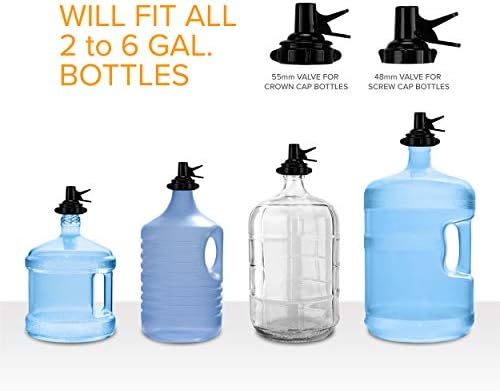 Brio Stainless Steel 3-5 Gallon Water Jug Stand and 2 Dispenser Valves, Rust-Resistant Non Slip Water Stand with BPA Free Fast Flow Water Spout Fits BOTH 48mm and 55mm Bottles 2 CAPS INCLUDED (Black) - Image 6