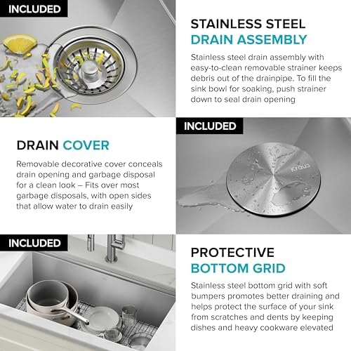 KRAUS Kore Workstation 32-inch Undermount 16 Gauge Stainless Steel Kitchen Sink, Single Bowl Kitchen Sink with Accessories, KWU110-32 - Image 7