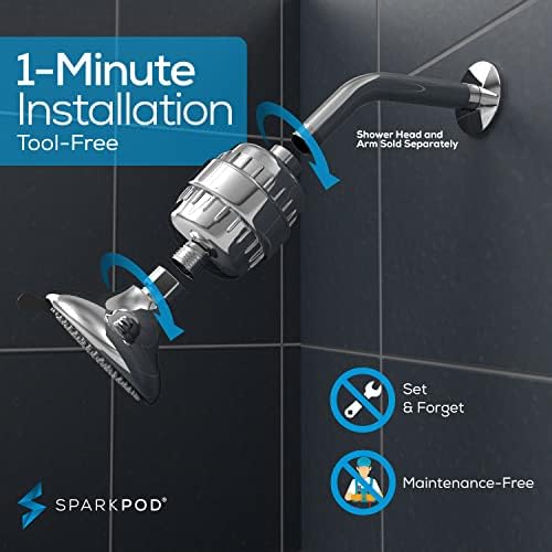 SparkPod 23 Stage Shower Head Filter for Dry Hair and Skin - High Output Universal Shower Filters to Remove Toxic Chemicals, Chlorine & Heavy Metals (Luxury Polished Chrome) - Image 5