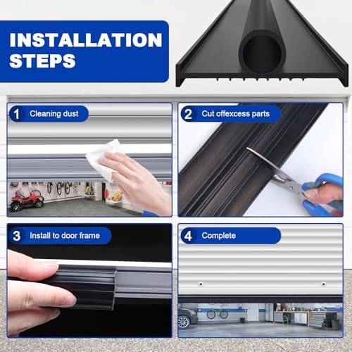DGSL Garage Door Seals Bottom Rubber Weather Stripping Kit Seal Strip Replacement,Universal Weatherproof Threshold Buffering Sealing Rubber 5/16 Inch T Ends, 3 3/4 Inch Width (12 Ft, Black) - Image 6