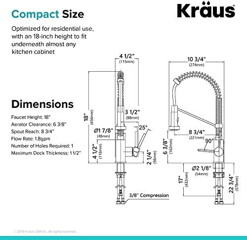 KRAUS Bolden 18-Inch Single Handle Spot Free Stainless Steel/Matte Black Commercial Style Pull-Down Kitchen Faucet with Dual Function Sprayer, KPF-1610SFSMB (Pack of 1) - Image 11