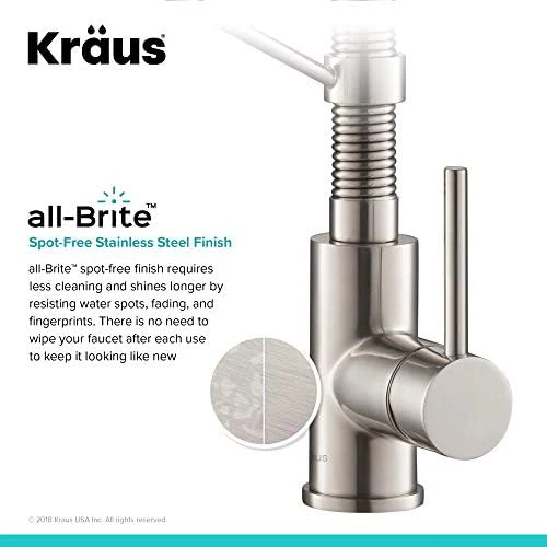 KRAUS Bolden 18-Inch Single Handle Spot Free Stainless Steel/Matte Black Commercial Style Pull-Down Kitchen Faucet with Dual Function Sprayer, KPF-1610SFSMB (Pack of 1) - Image 6