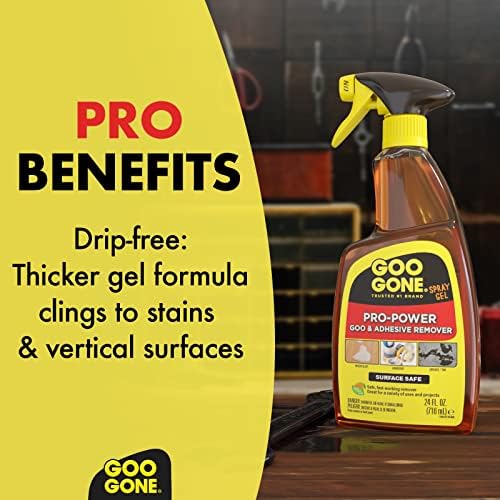 Goo Gone Pro-Power Spray Gel Adhesive Remover - Surface Safe, Great Cleaner, No Harsh Odors, Removes Stickers, Can Be Used On Tools, 24 Ounce, 2 Pack with Scraper Tool - Image 3