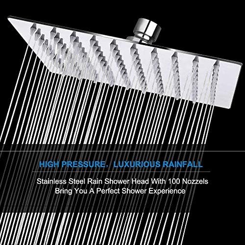 NearMoon Shower Head with Hose, High Pressure Stainless Steel Rain Shower and 3 Settings Handheld Spray Combo with Push Button Flow Control (8 Inch Showerhead Set, Chrome Finish) - Image 2
