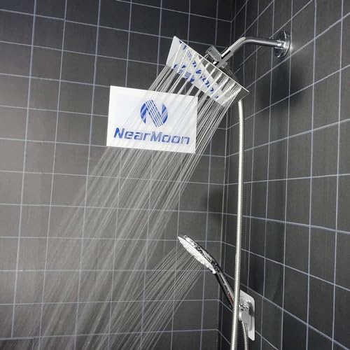 NearMoon Shower Head with Hose, High Pressure Stainless Steel Rain Shower and 3 Settings Handheld Spray Combo with Push Button Flow Control (8 Inch Showerhead Set, Chrome Finish) - Image 6