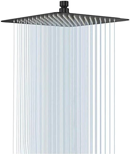 NearMoon Rain Shower Head, High Flow Stainless Steel Square Rainfall Shower, Waterfall Bath Shower Body Covering, Ceiling or Wall Mount (12 Inch, Matte Black)