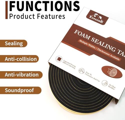 Yotache High Density Adhesive Foam Seal Tape 2 Rolls 2" W X 1/4" T, (New Adhesive Craft) Weather Strip Insulation for RV, Air Conditioning Window, Garage Door, Total 13 Ft Length - Image 5