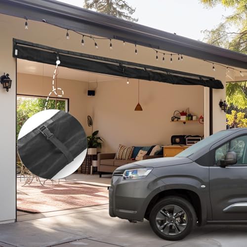 Garage Door Screen - 1 Car 9x8Ft Magnetic Closure Heavy Duty Weighted Bottom Screen Self Sealing Fiberglass Mesh Retractable Net-Easy Assembly&Pass-Through(Black) - Image 7