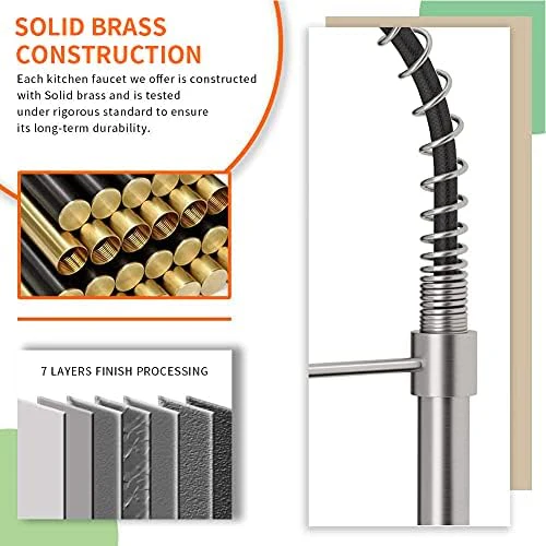 OWOFAN Kitchen Faucet with Pull Down Sprayer Industrial 1 Handle 1 Hole Or 3 Hole Faucet for Farmhouse Camper Laundry Utility Rv Wet Bar Sinks, Stainless Steel Brushed Nickel - Image 5