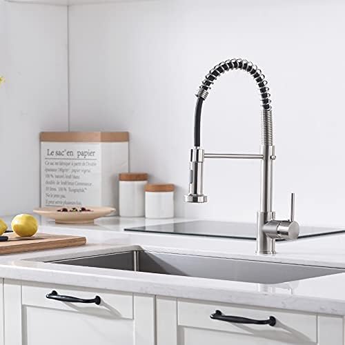 OWOFAN Kitchen Faucet with Pull Down Sprayer Industrial 1 Handle 1 Hole Or 3 Hole Faucet for Farmhouse Camper Laundry Utility Rv Wet Bar Sinks, Stainless Steel Brushed Nickel - Image 6