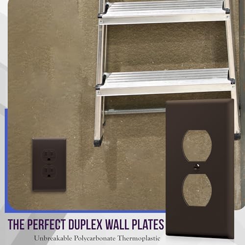 ENERLITES Duplex Receptacle Outlet Wall Plate, Gloss Finish, Midway Size 1-Gang 4.88" x 3.11", Unbreakable Polycarbonate Thermoplastic, UL Listed, 8821M-BR-10PCS, Brown (10 Pack) - Image 3