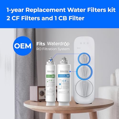Waterdrop G3 Replacement Filter 1-Year Combo, Pack of 2 WD-G3-CF Filters and 1 WD-G3-CB Filter, Replacement for WD-G3-W, WD-G3P600 and WD-G3P800-W Reverse Osmosis System - Image 2