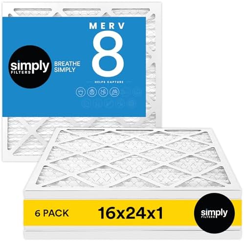 Simply 16x24x1 Air Filter, Merv 8, MPR 600, 6 Pack, Furnace Air Filter for HVAC (Actual Size: 15.75"x23.75"x0.75") DUST, Pet, & Allergy Control