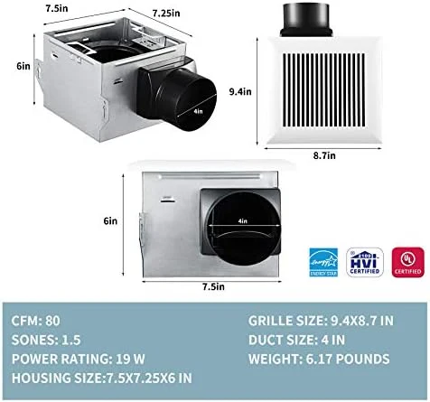 Tech Drive Very-Quiet 80 CFM, 1.5 Sone No Attic access Needed Installation Bathroom Ventilation and Exhaust Fan - Image 2