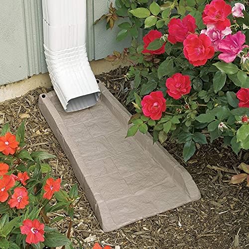 Suncast Durable Decorative Rain Gutter Downspout Erosion Prevention, Water Guard Diverter Catch Basin Tray Splash Block, Light Taupe (6 Pack) - Image 9