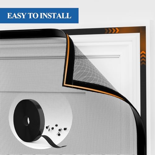MAGZO Magnetic Screen Door, Fits Door Size 36'' x 98''(Mesh Size 38'' x 99''), Polyester Material Scratch-Proof, Dog Friendly, Self Closing Middle-Opening Curtain for Balcony/Backyard/Patio, Black - Image 7