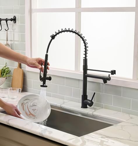 Fapully Black Kitchen Faucet,Commercial Pull Down Kitchen Sink Faucet with Sprayer - Image 4
