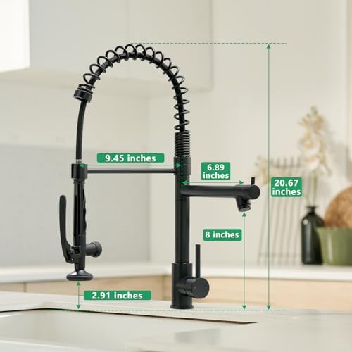 Fapully Black Kitchen Faucet,Commercial Pull Down Kitchen Sink Faucet with Sprayer - Image 5