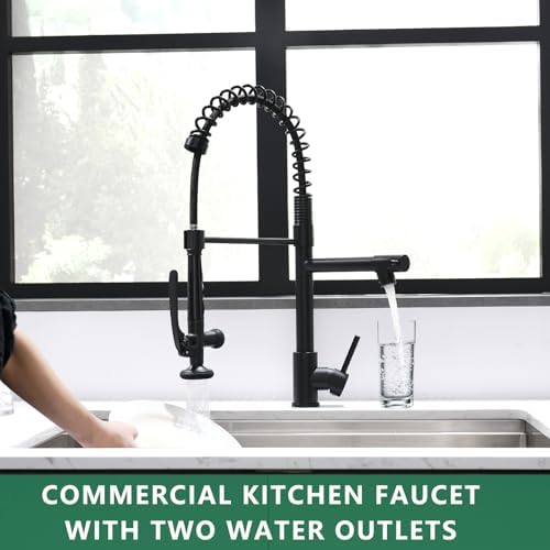 Fapully Black Kitchen Faucet,Commercial Pull Down Kitchen Sink Faucet with Sprayer - Image 9