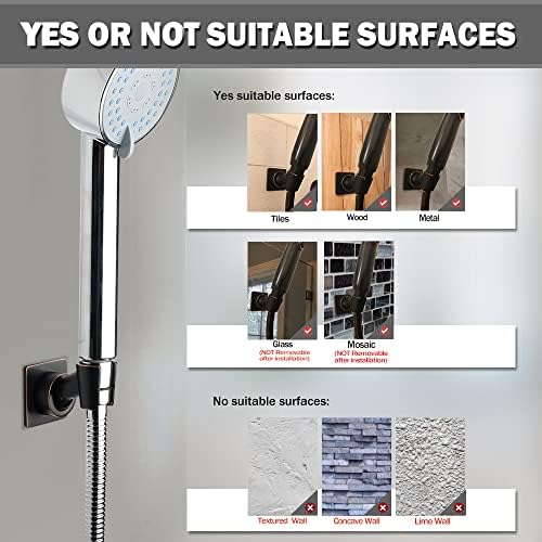 Brass Oil-Rubbed Bronze Shower Wand Holder - Adjustable Handheld Shower Head Bracket - Drill Free Glue Installation - Image 5