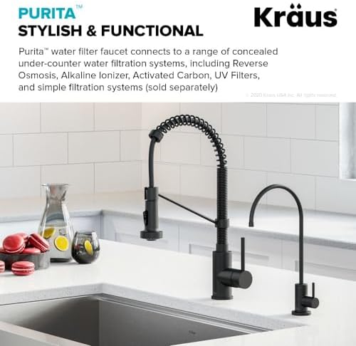 KRAUS Purita 100% Lead-Free Kitchen Water Filter Faucet in Matte Black, FF-100MB - Image 2