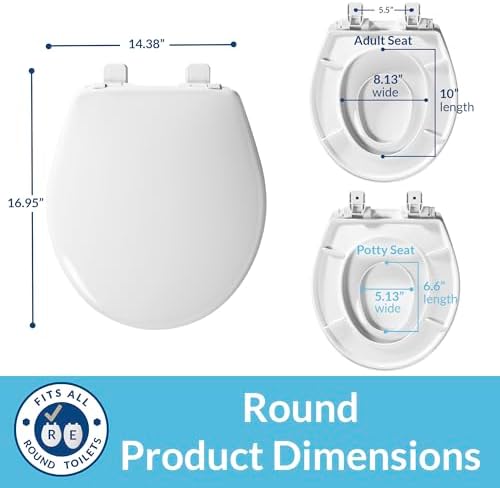 Little2Big Toilet Seat with Built-In Potty Training Seat, Slow Close, Durable Plastic, Made in USA, ROUND, White - Image 8