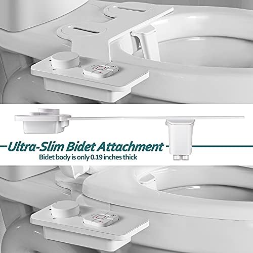 SAMODRA Bidet Attachment, Non-Electric Cold Water Bidet Toilet Seat Attachment with Pressure Controls, Retractable Self-Cleaning Dual Nozzles for Frontal & Rear Wash - White - Image 4