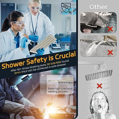SR SUN RISE Shower Faucet Set Bathroom Square Rain Shower Head with Handheld Spray Wall Mounted Rainfall Shower Fixtures Brushed Nickel Shower Faucet Trim Repair Kits (Contain Shower Valve)10 Inches - Image 4