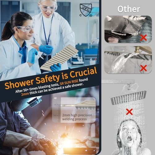 SR SUN RISE Shower Faucet Set Bathroom Square Rain Shower Head with Handheld Spray Wall Mounted Rainfall Shower Fixtures Brushed Nickel Shower Faucet Trim Repair Kits (Contain Shower Valve)10 Inches - Image 7
