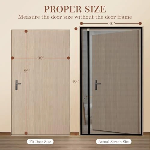Yotache Left Right Side Opening Magnetic Screen Door Fits Door Size 38 x 82, Reinforced Polyester Net Curtain, Actual Screen Size 40" x 83" Black - Image 2