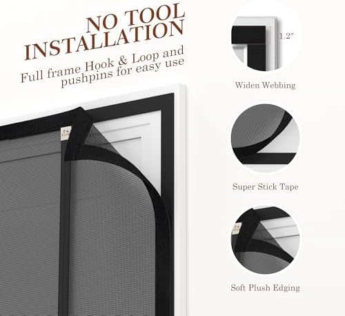 Yotache Reversible Left/Right Opening Magnetic Screen Door Fits Door Size 32 x 80, Screen Size 34" x 81", Removable Upgraded Polyester Screen Mesh with Strong Magnets for Front/Back Patio Door, Black - Image 6