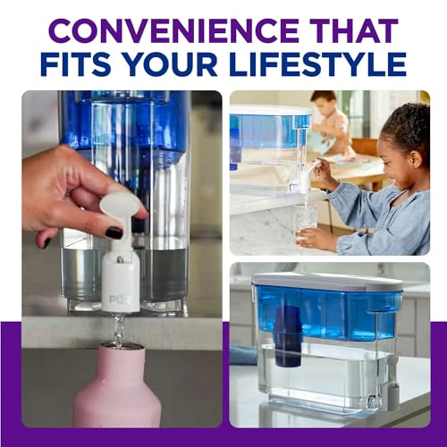 PUR 30-Cup Water Filter Dispenser with 1 Genuine PUR Filter, Large 30-Cup Capacity, 2-in-1 Powerful, Faster Filtration, Lasts 2 Months or 40 Gallons, Dishwasher Safe, White/Blue (DS1800Z) - Image 5