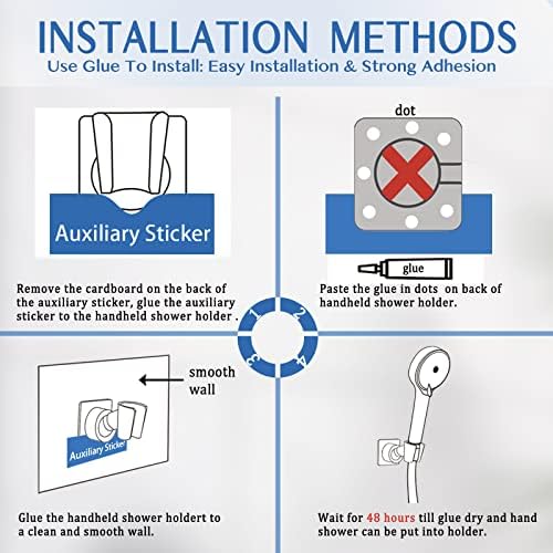 YDmeet Shower Head Holder, Adjustable Handheld Brass Shower Head Bracket, Wall Mount Holder, Drill Free Glue Installation (Polished Chrome) - Image 6