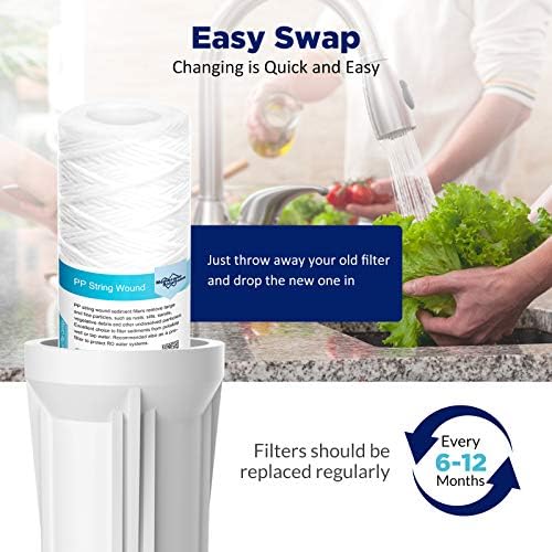 Membrane Solutions 20 Micron 10"x2.5" String Wound Whole House Water Filter Replacement Cartridge Universal Sediment Filters for Well Water - 6 Pack - Image 6